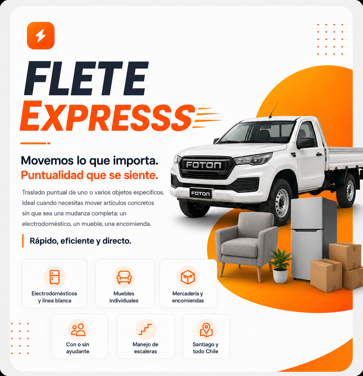 Flete express en Santiago - traslado de muebles, electrodomésticos y encomiendas