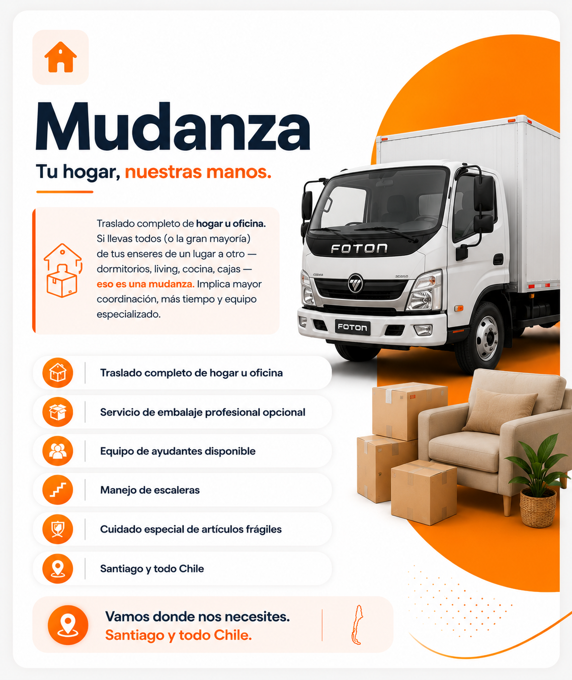 Mudanza en Santiago - traslado completo de hogar u oficina